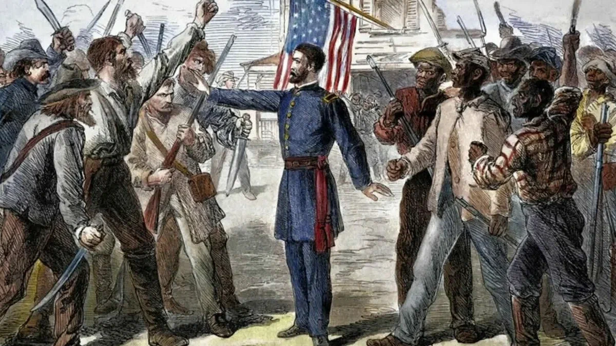 Федеральный чиновник предотвращает столкновения между двумя расовыми группами Юга.