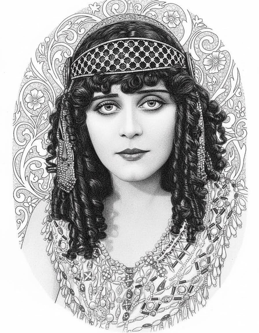 Фотография обработана при помощи ИИ в стиле работ художника О. Бердслея