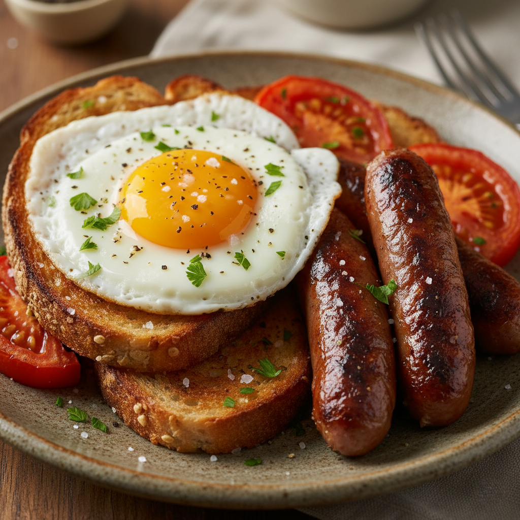 Быстрый и Вкусный Завтрак с Сосисками, Яйцами и Помидорами