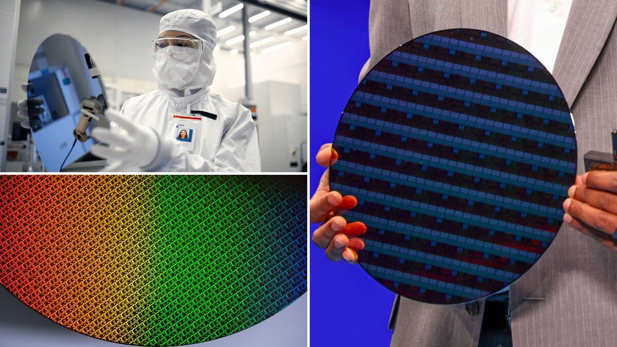 Маск собирается держать кремниевую пластину с чипами так, как справа...