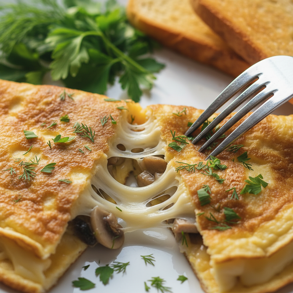 Ароматный Омлет с Грибами, Луком и Сыром