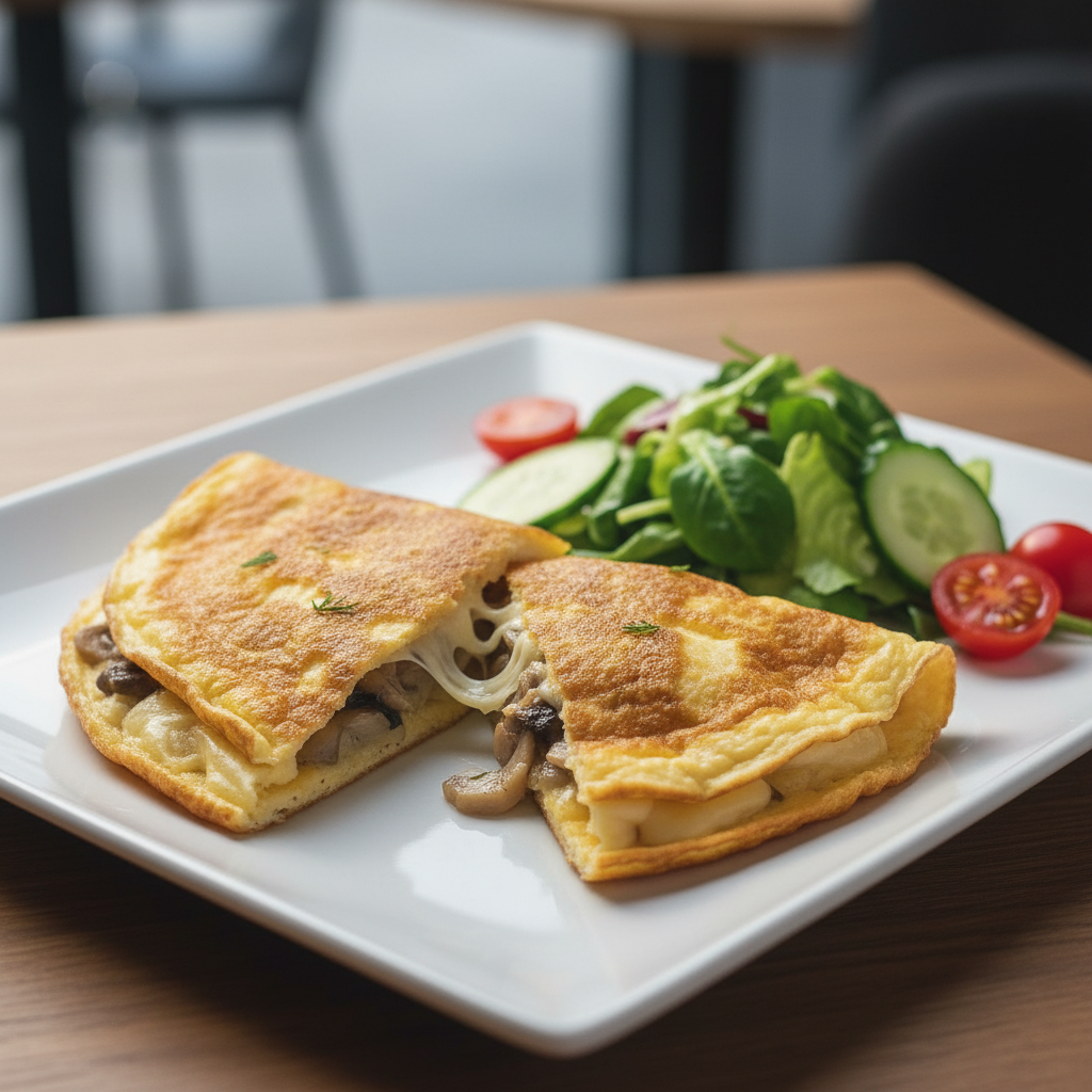 Ароматный Омлет с Грибами, Луком и Сыром