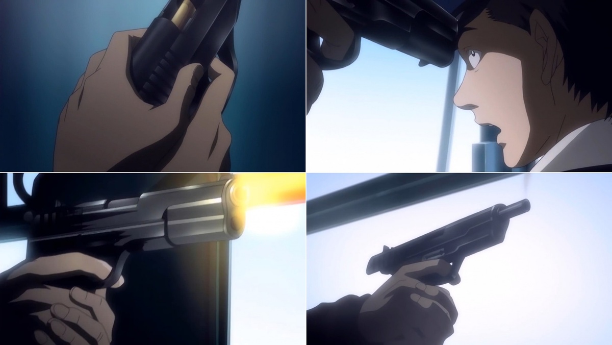 Кадры из аниме-сериала “Тетрадь смерти” (2006-2007 годы). В руках преступника опять же довоенный ТТ (широкие насечки на затворе).