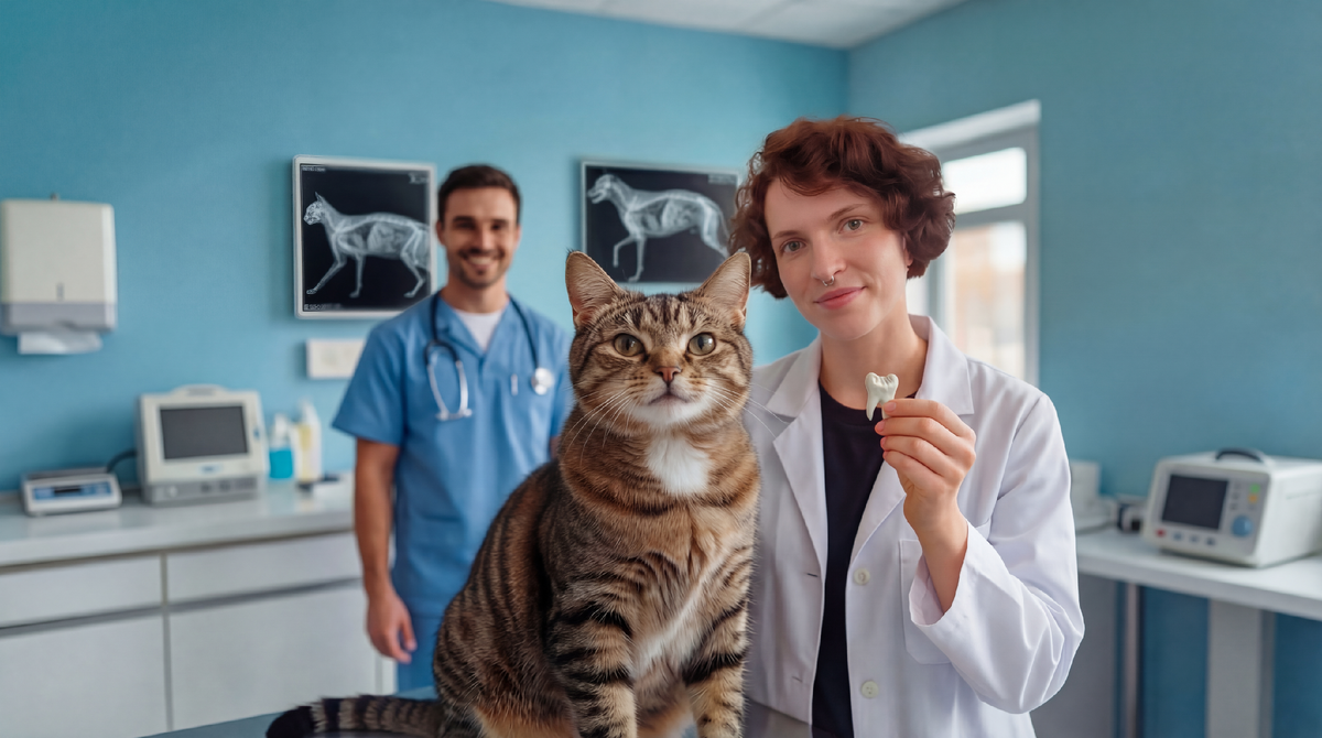 Сгенерировано ИИ, изображение автора. Да, зуб не кошачий. Я с этим намучилась, но переделать на кошачий не получилось))