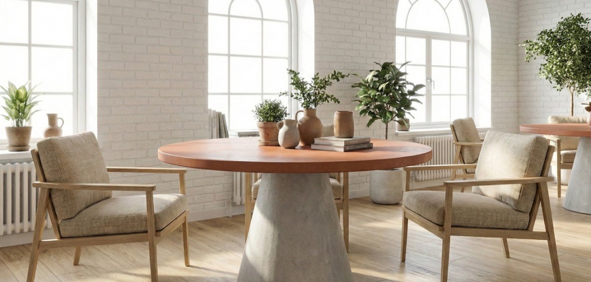 Стол из микроцемента для кафе