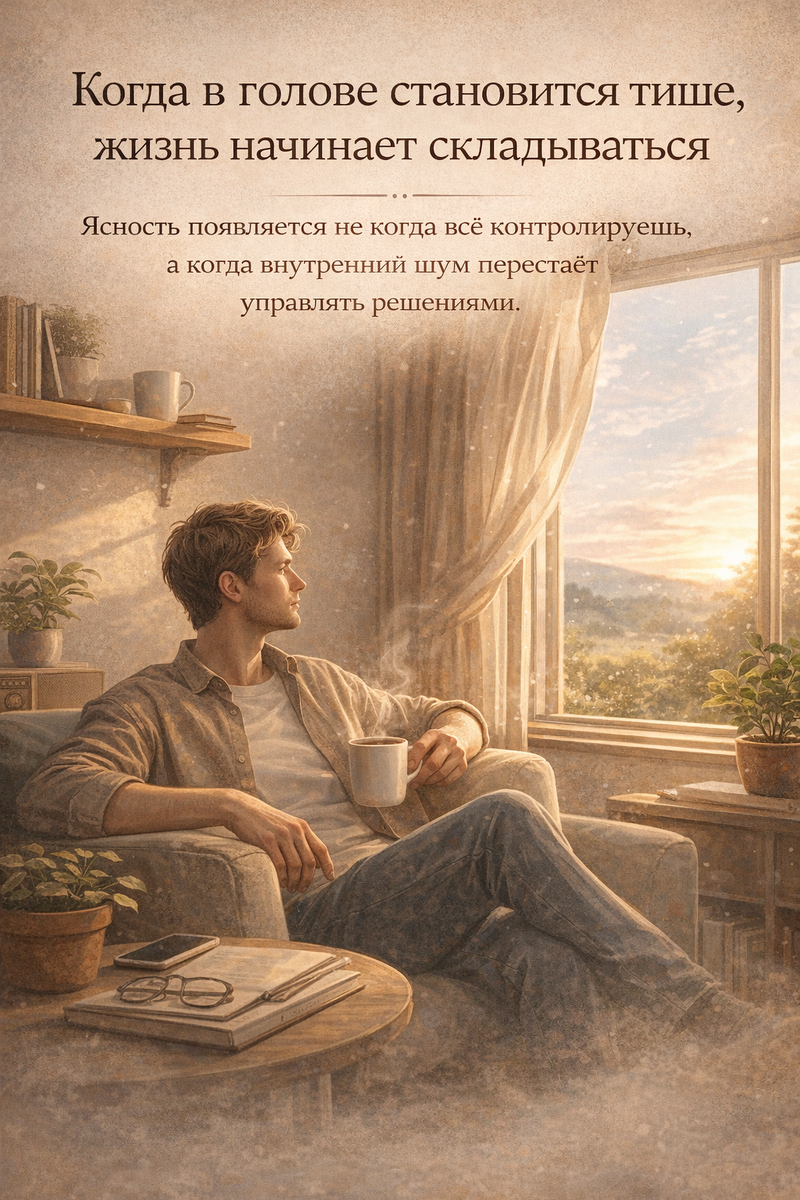 Иногда жизнь не требует новых решений.
Ей достаточно, чтобы внутренний шум немного стих —
и тогда становится слышно, что действительно важно.