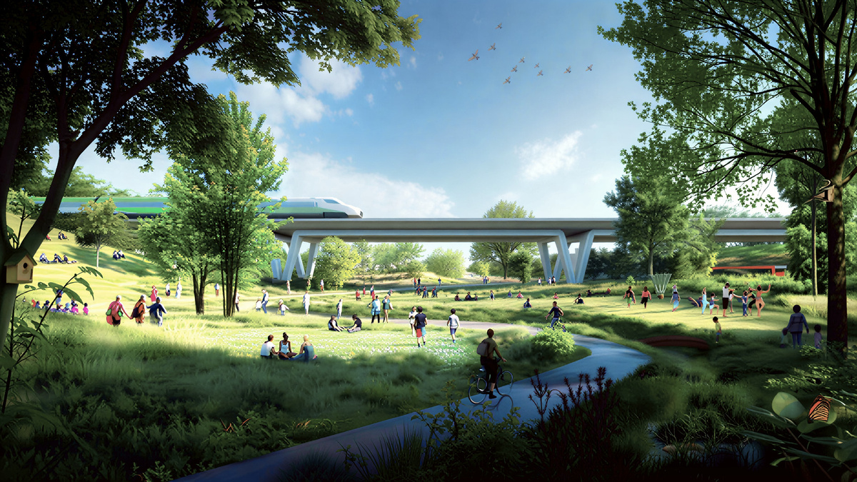 Фото из архива: Визуализация открытого пространства и предлагаемого широкого подземного перехода под железнодорожным коридором, включая общественную улицу. | Northcrest Developments