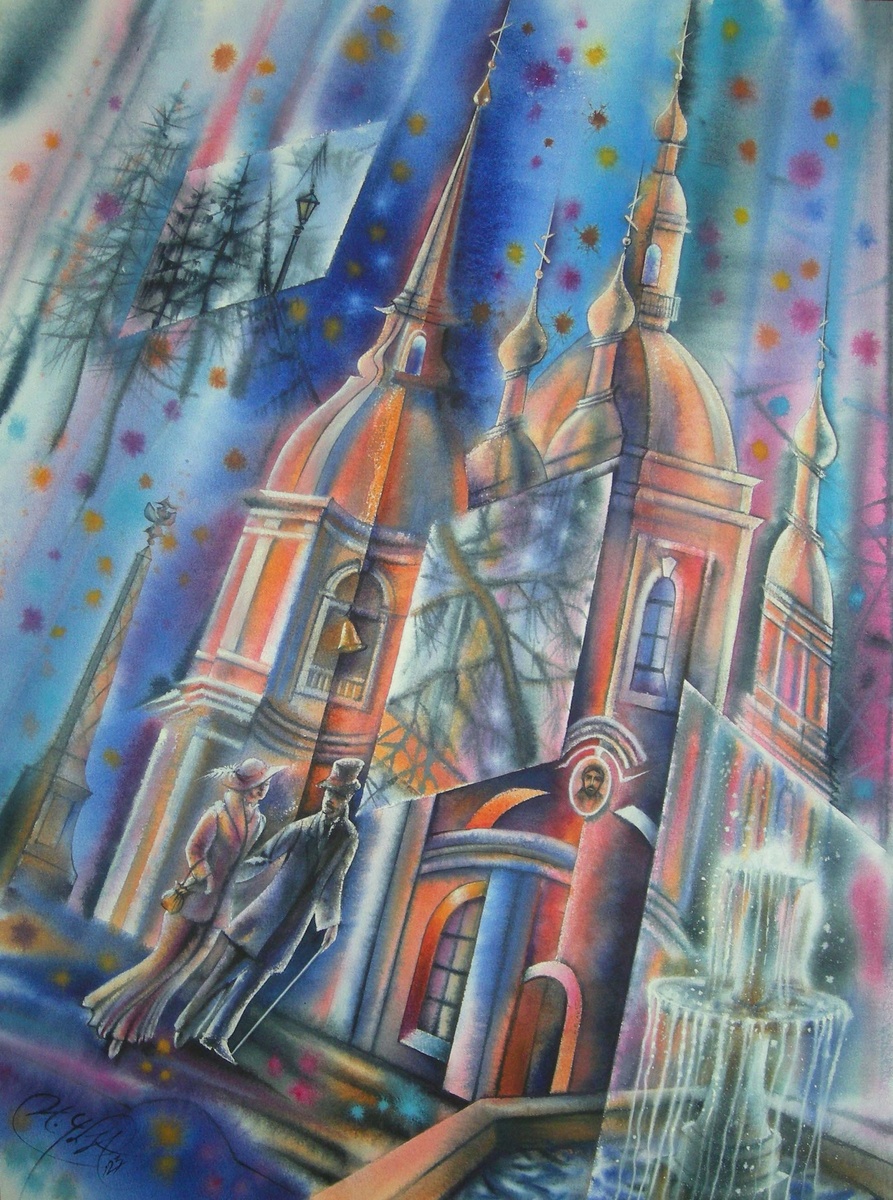 © Ирина Чеботарёва. Андреевский собор.  Бумага, акварель. 60 х 42 см. 2023.