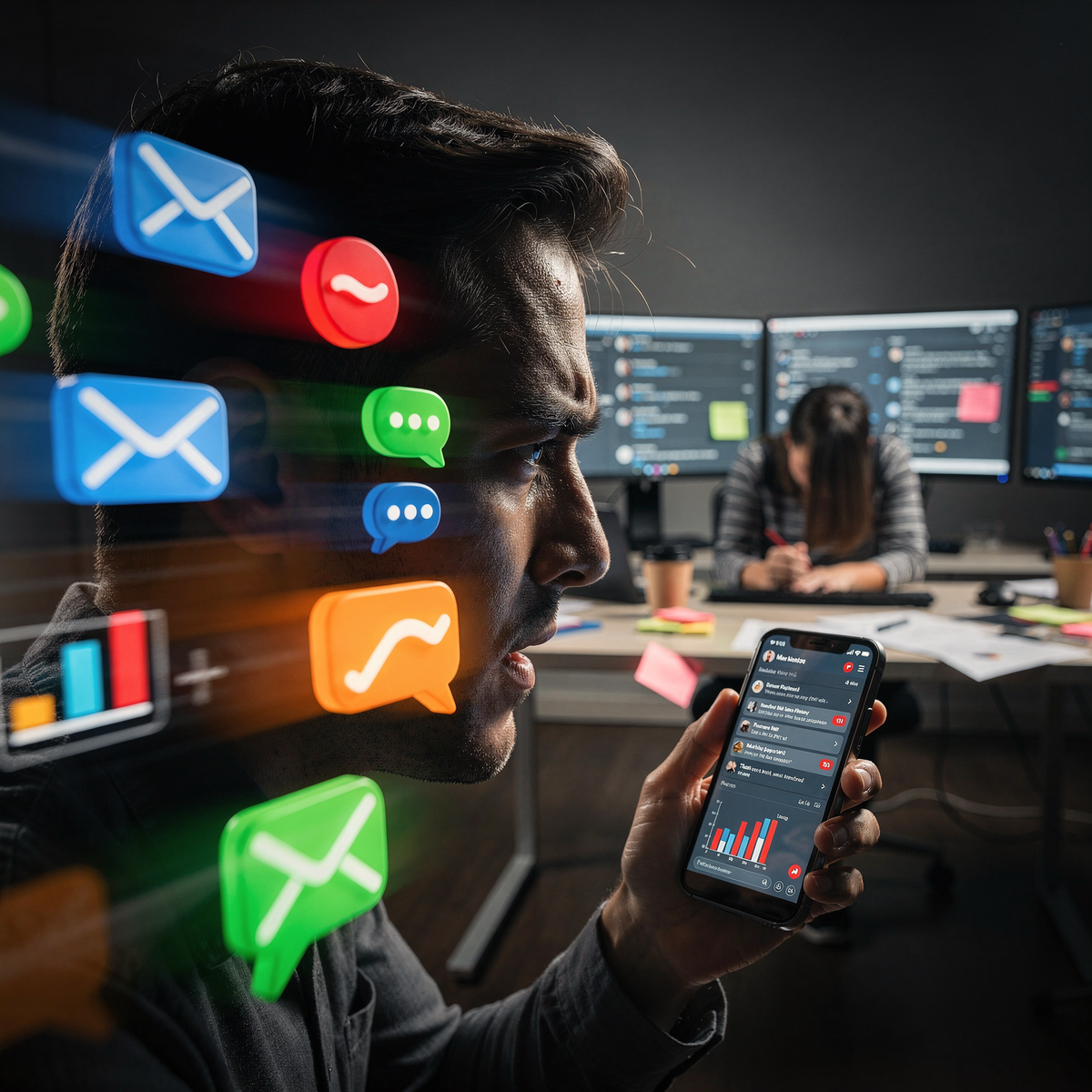 Мозг предпринимателя постоянно находится под атакой.  Изображение сгенерировано нейросетью