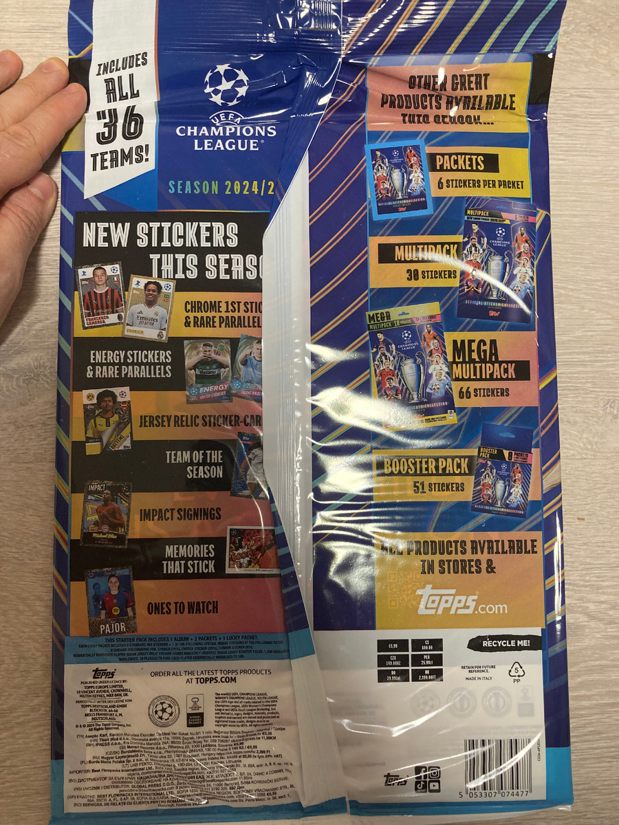 Тут содержится информация о том, какие наборы наклеек поступили в продажу. В одном пакетике содержится 6 наклеек. Варианты наборов: мультипак, содержащий 30 наклеек; мегамультипак из 66 наклеек, бустер-пак из 51 наклейки а есть бокс с 306 налейками