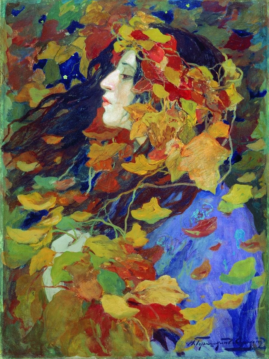 Листопад. Портрет В.В. Иссинской, 1900-е, холст, темпера, 64 х 48 см, Третьяковская галерея 