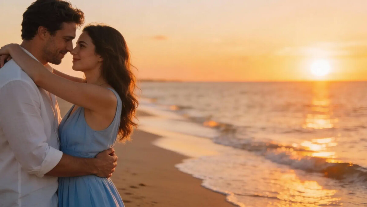 Влюбленные любуются друг другом на отдыхе