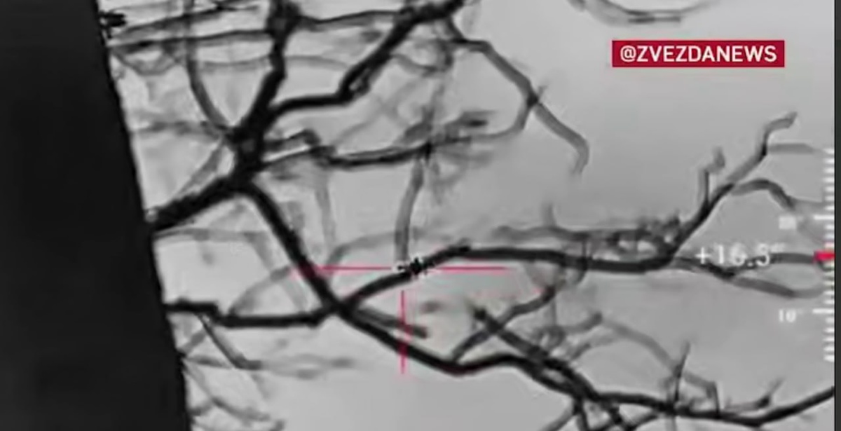 Дрон ВСУ попал в прицел. Скрин видео "Звезда".