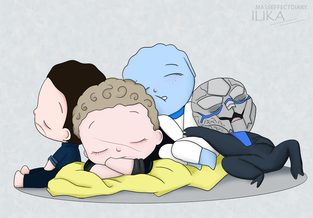 Рисунок автора. Персонажи игры Масс Эффект