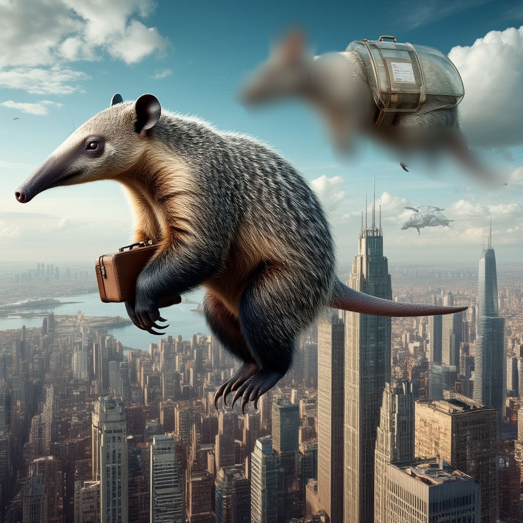  Упомянутые "проекции" стали появляться  в воздухе то тут, то там.  Даже Лейка подивилась странной фантазии младохакеров... Бини и Лейка смерили презрительным взглядом пролетавшего муравьеда с чемоданчиком.