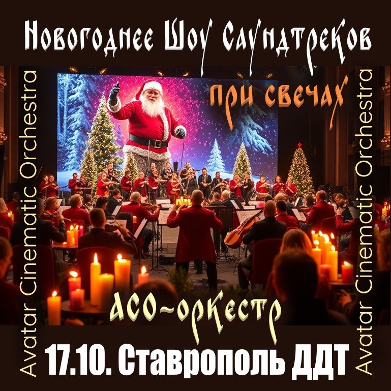В тишине концертного зала, озаренного мерцанием сотен свечей, словно звёзды на ночном небосклоне, оживает музыка. Это не просто мелодии – это история. История любви и ненависти, побед и поражений, запечатленная в звуках величайших саундтреков XX и XXI веков. 
Перед вами предстанет грандиозное мультимедийное симфоническое шоу "Россия VS Hollywood", где лучшие мелодии культовых фильмов всего мира сольются в единый поток эмоций.

Оркестр ACO-Avatar Cinematic Orchestra, словно волшебники кинематографического звучания, проведёт вас сквозь миры, созданные гениями музыки – Хансом Циммером, Джоном Уильямсом, Дэвидом Арнольдом, Джастином Гурвицем, Рамином Джавади и Эндрю Ллойдом Уэббером.

Каждый звук будет словно кинематографическая вспышка, переносящая вас в мир героев и сюжетов. Атмосфера, созданная мерцающими свечами, придаст этому путешествию особую таинственность и глубину. Вы станете участниками грандиозной симфонии, где звуки и образы сливаются воедино, создавая неповторимый кинематографический шедевр.

Не упустите возможность окунуться в этот мир! "Россия VS Hollywood" – это не просто шоу, это незабываемое путешествие сквозь миры кино, наполненное эмоциями, мелодией и светом.

Приходите всей семьей с детьми. Приводите своих друзей, подруг, назначайте романтические свидания, дарите билеты на дни рождения и праздники самым близким и любимым людям-это будет лучшим подарком для них и запомнится навсегда...