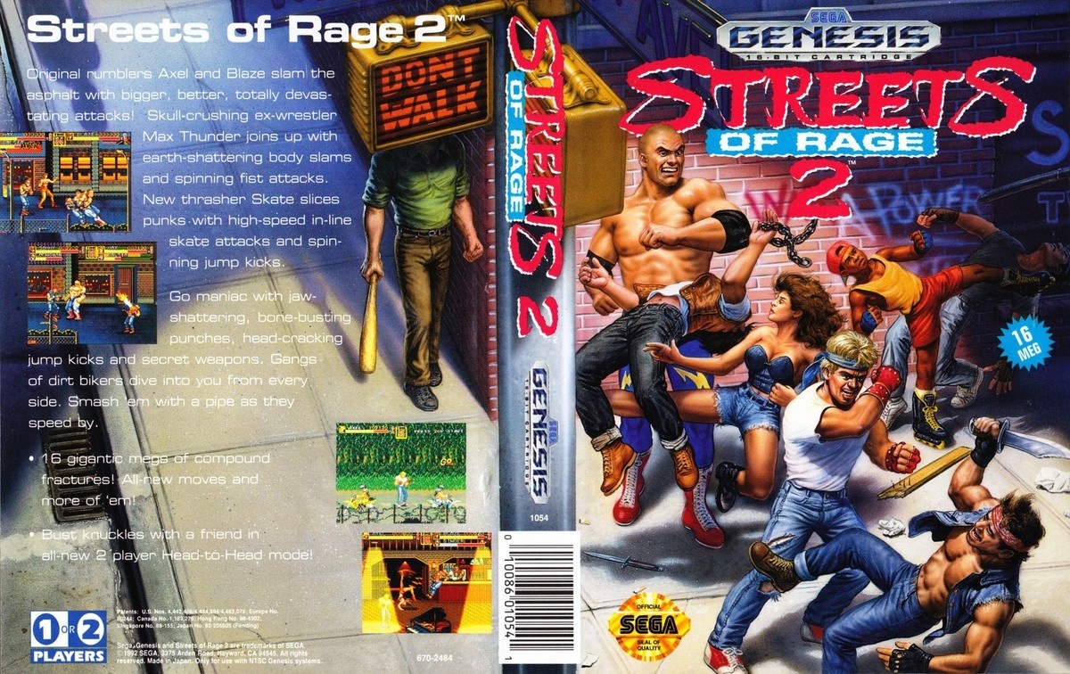 Обложка картриджа Streets of Rage 2. Sega Genesis.