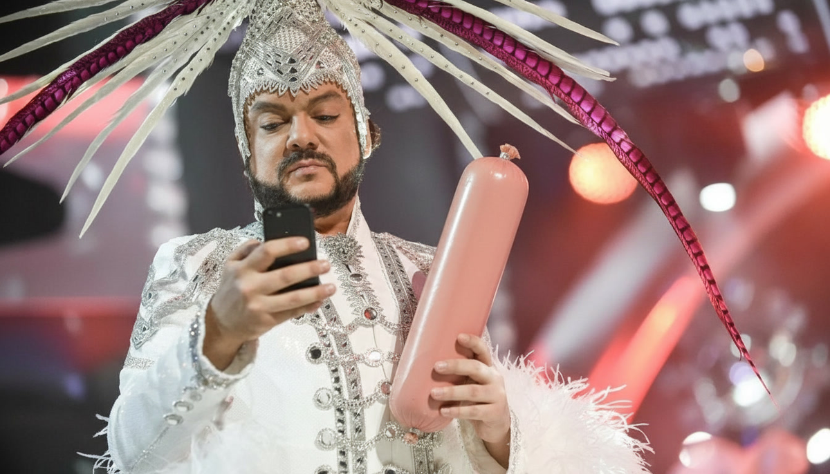 Филипп Киркоров держит докторскую колбасу