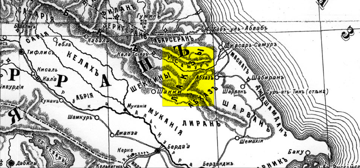 На фото: Лакз_Карта Кавказского края, Армении и Адербейджана, 1908 гг.