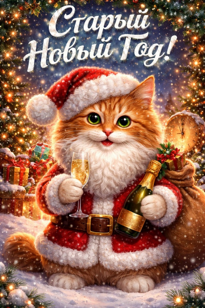 ИИ кот на Новый год