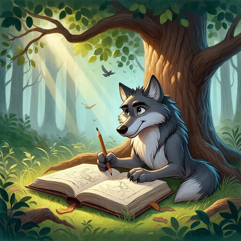 Обрадовавшись находке, зайчик предложил Василию стать друзьями навсегда. Они стали неразлучными товарищами и много веселых приключений пережили вместе.

Однажды вечером, сидя у костра, зайчик рассказал другу удивительную тайну:— Знаешь, у меня есть мечта построить домик среди деревьев, чтобы каждый мог прийти отдохнуть и послушать истории у огня...

И вот, объединив усилия, волк и зайчик построили уютный домик прямо посреди леса. Все зверята приходили сюда поиграть, повеселиться и послушать интересные сказки.

Так закончилась эта чудесная история дружбы и взаимопомощи.