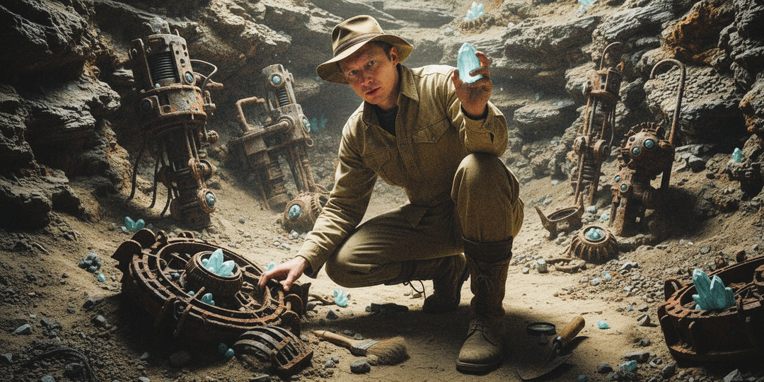 Среди обнаруженных на Алтае механизмов, словно грибы, торчали необычные кристаллы.