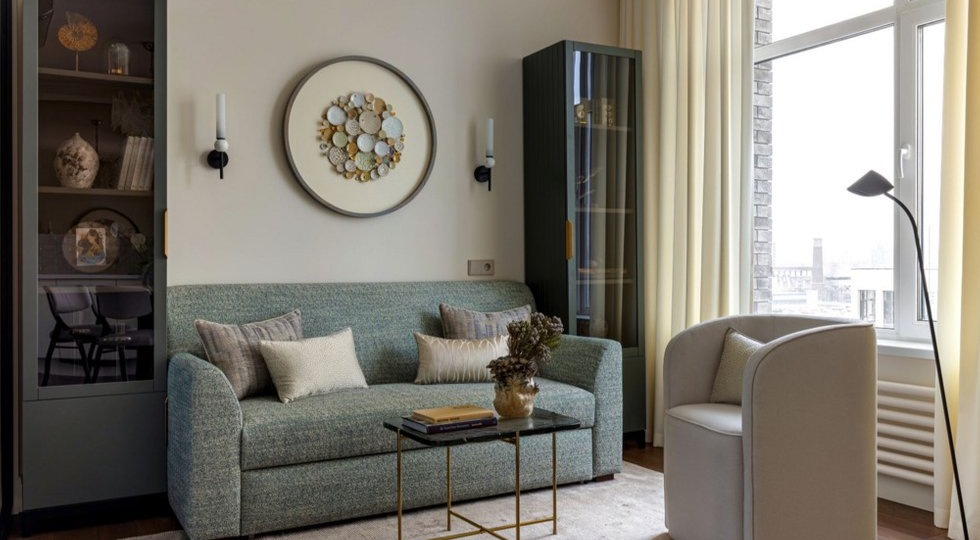 Однушка 39 м², в которой есть всё: морской стиль, оригинальный дизайн и грамотное хранение