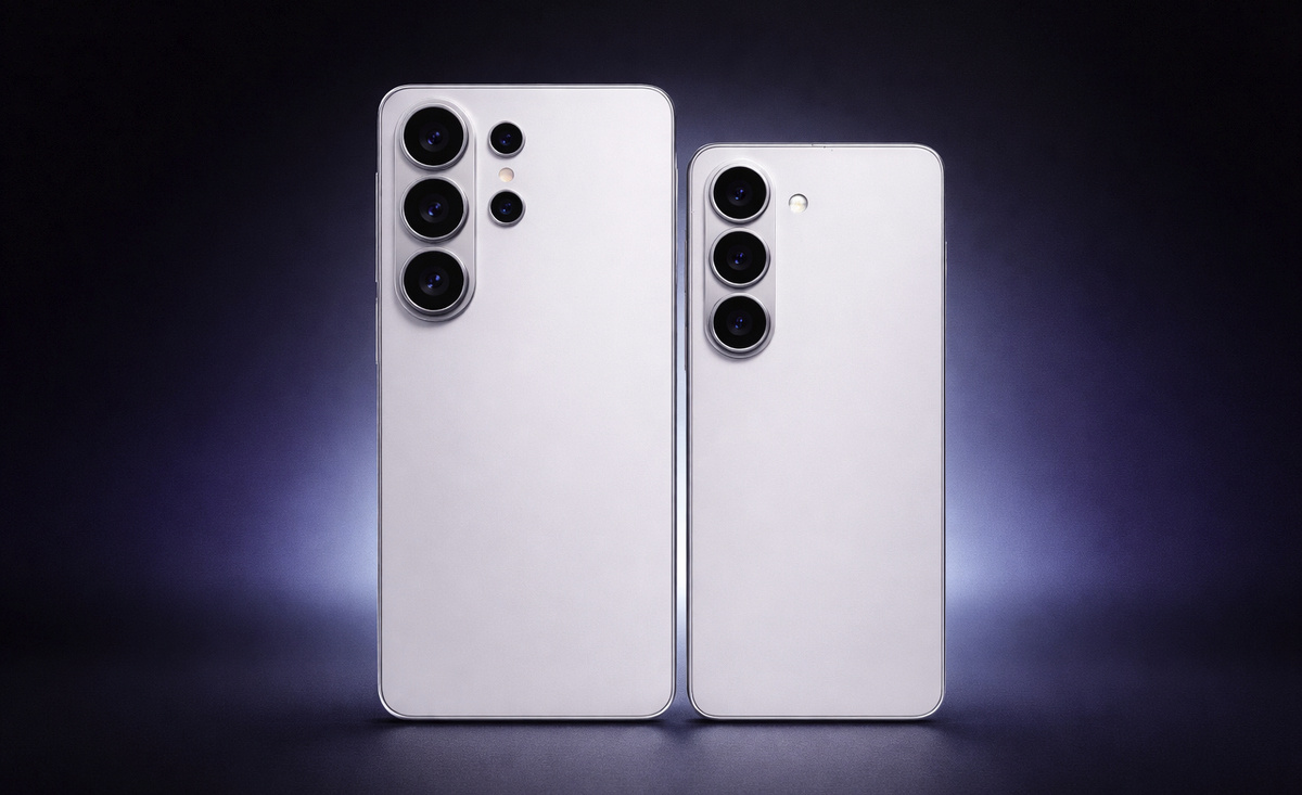    Предположительный дизайн Samsung Galaxy S26 Ultra (слева) и Galaxy S26 (справа)