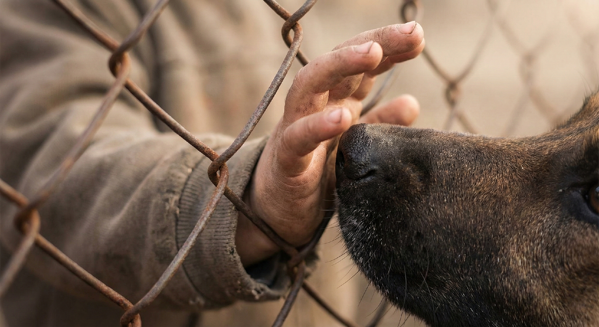 Момент истины. Холодный металл сетки больше не преграда. Одно касание мокрого носа к теплой ладони — и безмолвный контракт на вечную дружбу подписан.