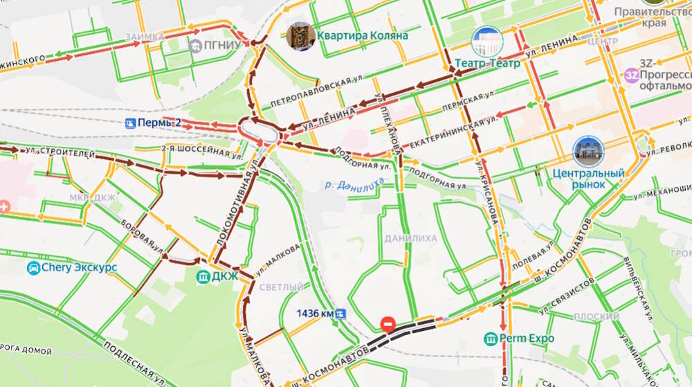 
 
 Возможно, пробки возникли из-за повышенного потока транспорта в сторону площади Гайдара из-за перекрытия путепровода на шоссе Космонавтов. Путепровод закрыт почти на два года на реконструкцию. 
]]>