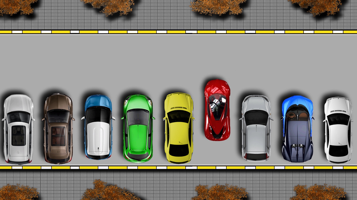 Когда автомобили становились параллельно, останавливались. Выпрямляли руль и заезжали.