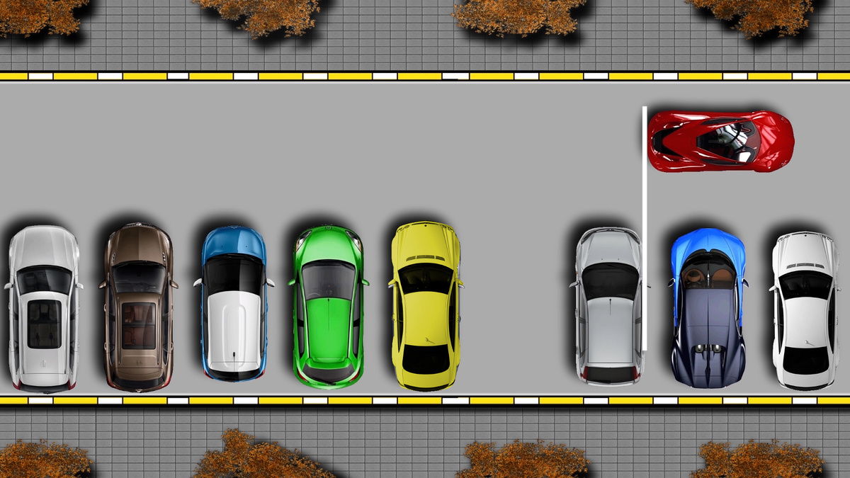 Останавливались так, чтобы наш задний бампер поравнялся с бортом чужого автомобиля. 