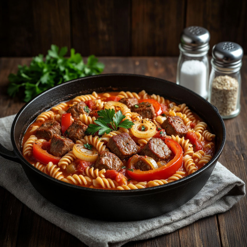 Макароны с мясом в томатном соусе — без отдельной варки! 🍝🔥