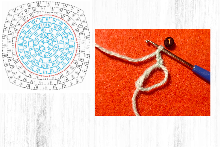 Петля амигуруми и 3 воздушные петли.