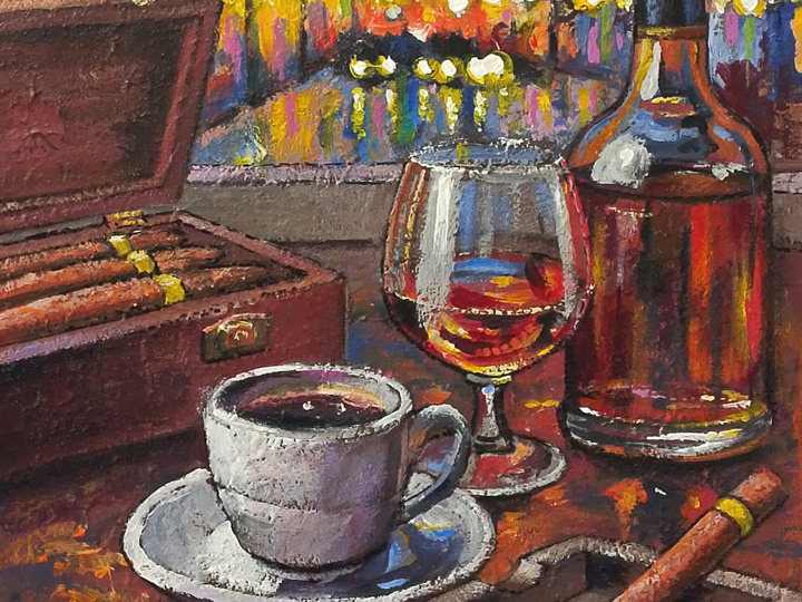 Вечер в сигарном клубе. Работа над картиой