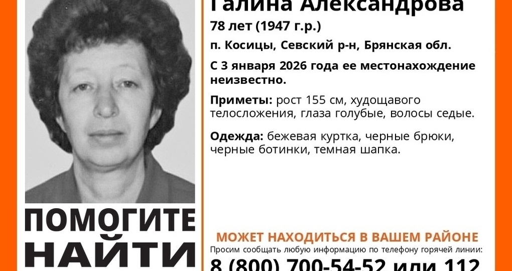 В Брянской области ведутся поиски пропавшей Галины Мищенко