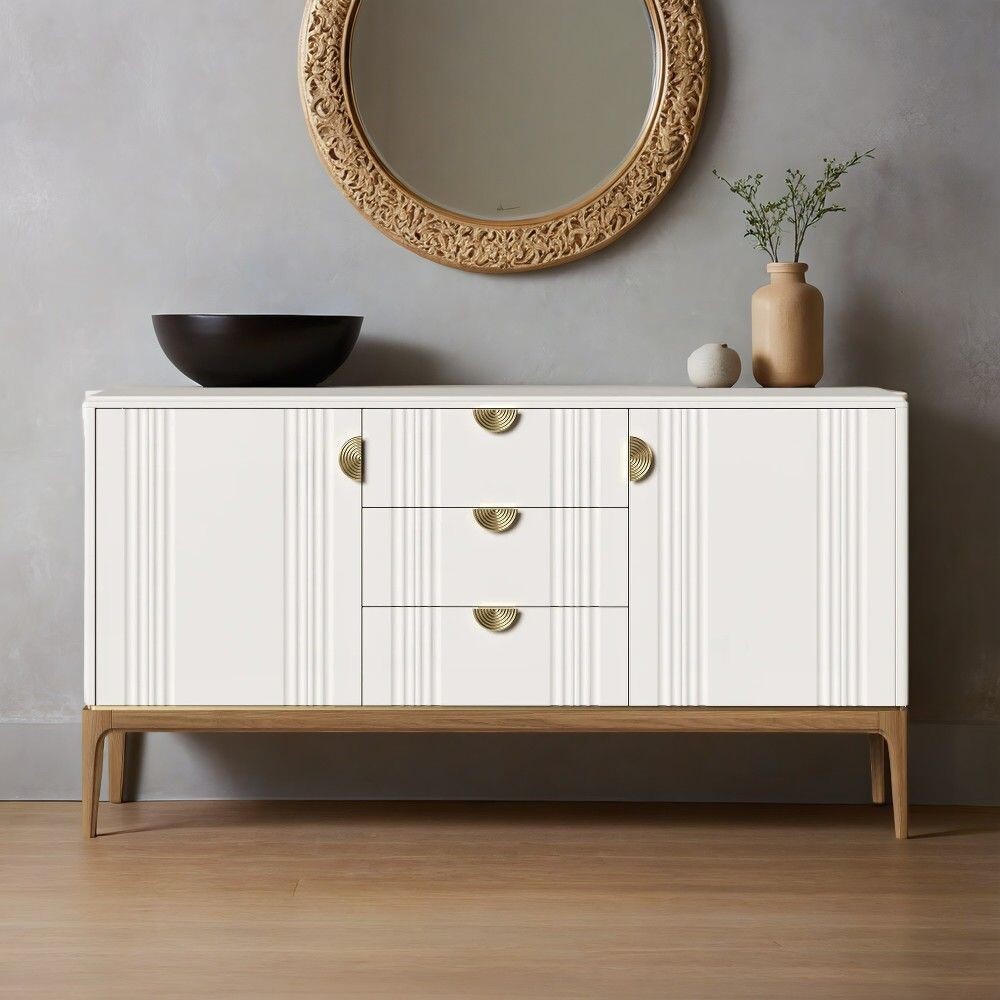 Комод широкий 3 ящика + 2 распашн. фасада М403W White