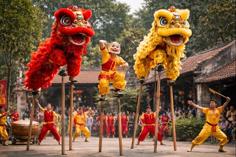 Танец львов (Муа Лан). Изображение сгенерировано нейросетью ChatGPT.