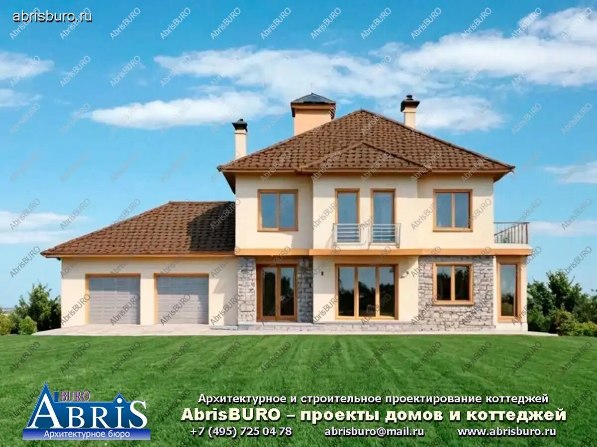 Визуализация главного фасада коттеджа