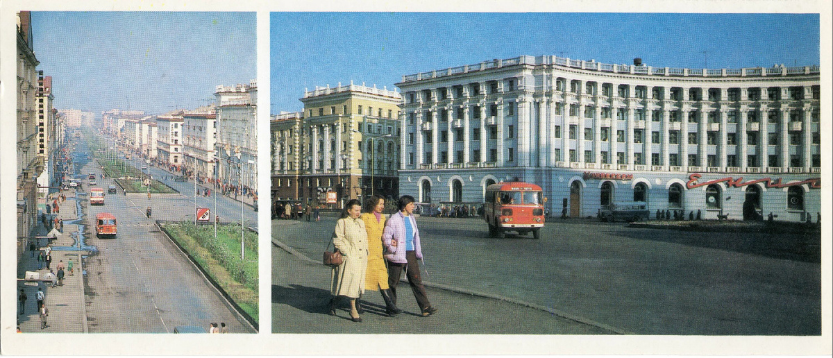 Фото из открытых источников. Ленинский проспект и Гвардейская площадь с универсамом "Енисей"