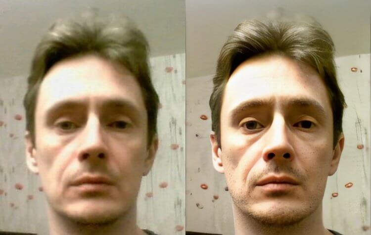 ИИ-улучшение фото в камере смартфона, до и после