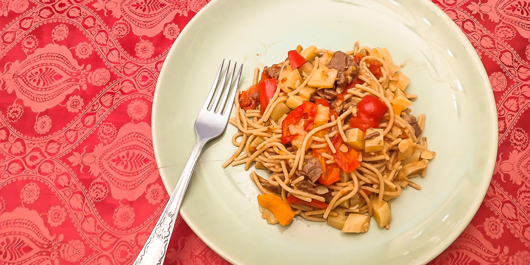 Паста по-флорентийски с кабачками и говядиной