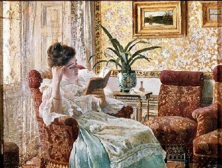 Ricardo López Cabrera. Mujer leyendo en un interior-