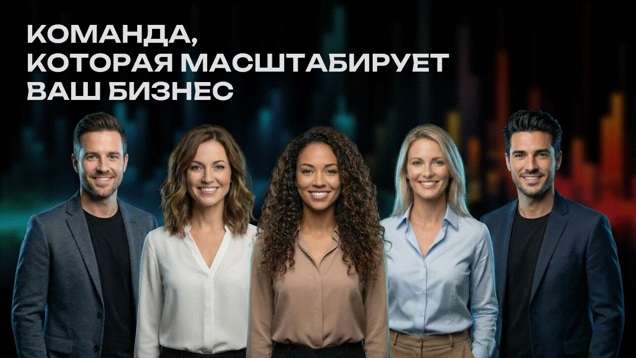 Так будет выглядеть финальная анимация в PowerPoint слайдов с командой проекта