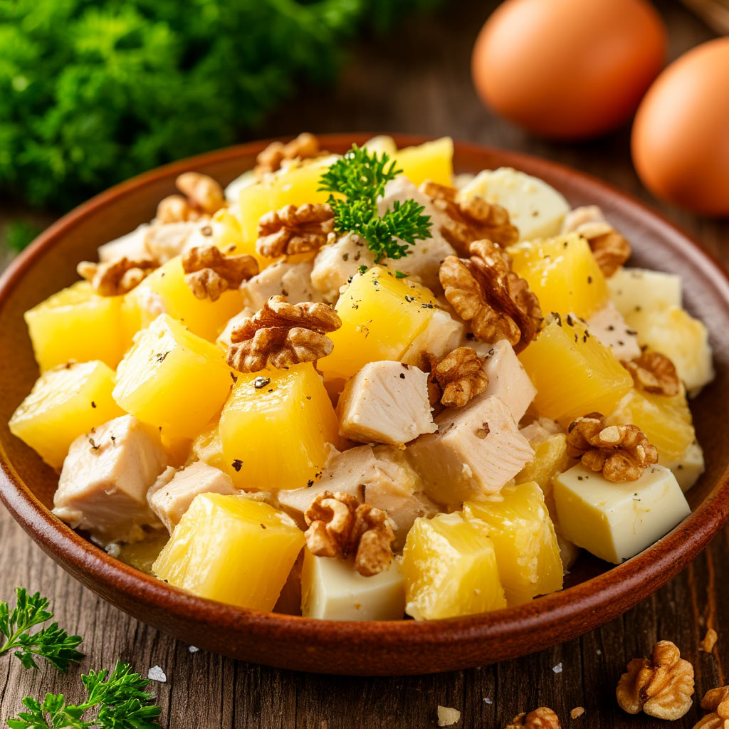 Салат с курицей и орехами