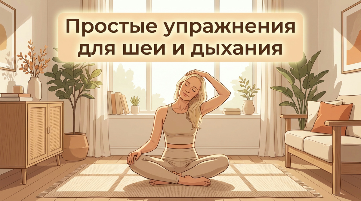 Упражнения для шеи и дыхания для улучшения кровообращения и ясности головы.