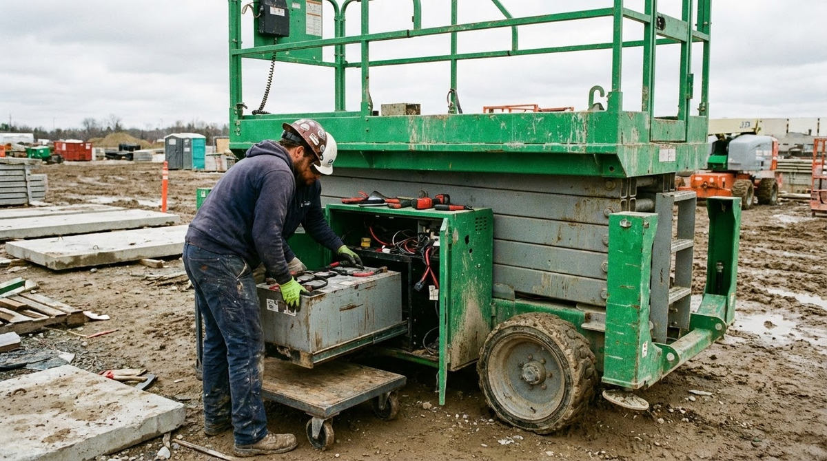 Замена LFP аккумуляторов на подъемном оборудовании 