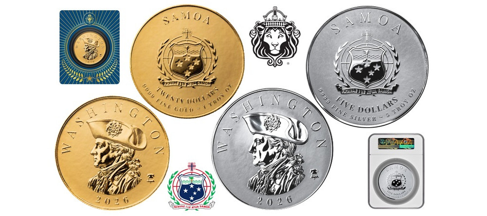    Памятная монета Самоа 2026 года — Джордж Вашингтон, серия Полководцы, 250-летие независимости США