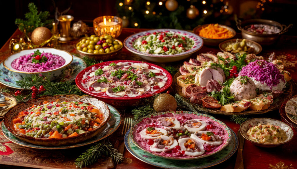    Новогодние салаты. Фото: Донской филиал ФГБУ «Федеральный центр оценки безопасности и качества продукции АПК» (ЦОК АПК)