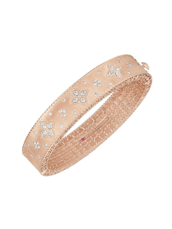 Браслет Roberto Coin Venetian Princess из розового золота с бриллиантами и рубином